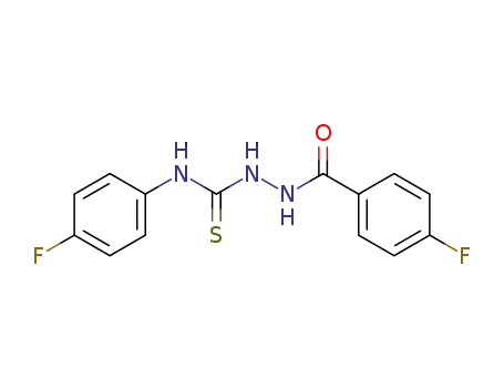 Molecular Structure of 54543-17-8 (Benzoic acid, 4-fluoro-,
2-[[(4-fluorophenyl)amino]thioxomethyl]hydrazide)