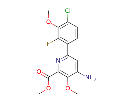 Molecular Structure of 1417331-20-4 (methyl 4-amino-6-(4-chloro-2-fluoro-3-methoxyphenyl)-3-methoxypicolinate)