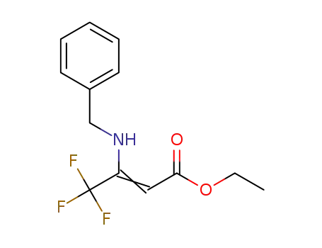 Molecular Structure of 150892-04-9 (2-Butenoic acid, 4,4,4-trifluoro-3-[(phenylmethyl)amino]-, ethyl ester)
