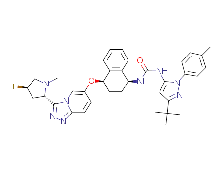 1-(5-tert-butyl-2-p-tolyl-2H-pyrazol-3-yl)-3-{(1S,4R)-4-[3-((2S,4R)-4-fluoro-1-methyl-pyrrolidin-2-yl)-[1,2,4]triazolo[4,3-a]pyridin-6-yloxy]-1,2,3,4-tetrahydro-naphthalen-1-yl}-urea