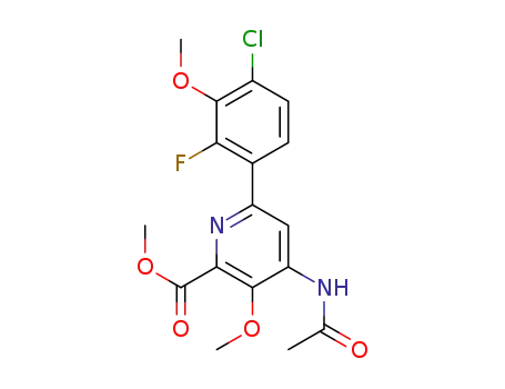 Molecular Structure of 1417331-18-0 (methyl 4-acetamido-6-(4-chloro-2-fluoro-3-methoxyphenyl)-3-methoxypicolinate)