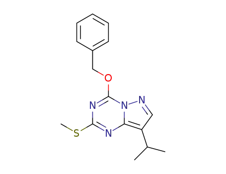Molecular Structure of 1453476-78-2 (4-(benzyloxy)-8-isopropyl-2-(methylthio)pyrazolo[1,5-a][1,3,5]triazine)