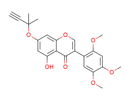 Molecular Structure of 1446307-18-1 (7-(1,1-dimethylpropargyloxy)-5-hydroxy-2',4',5'-trimethoxyisoflavone)