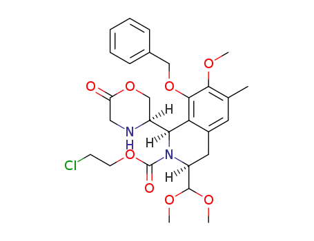 Molecular Structure of 1414948-69-8 ((1R,3S)-2-chloroethyl 8-(benzyloxy)-3-(dimethoxymethyl)-7-methoxy-6-methyl-1-[(R)-6-oxomorpholin-3-yl]-3,4-dihydroisoquinoline-2(1H)-carboxylate)