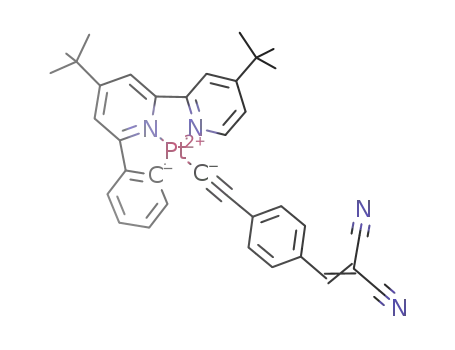 [Pt(II)(4,4′-di(tert-butyl)-6-phenyl-2,2′-bipyridine(1-))(CC-C<sub>6</sub>H<sub>4</sub>-CH=C(CN)<sub>2</sub>)]