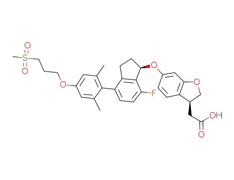 2-((S)-6-((R)-4-(2,6-dimethyl-4-(3-(methylsulfonyl)propoxy)phenyl)-7-fluoro-2,3-dihydro-1H-inden-1-yloxy)-2,3-dihydrobenzofuran-3-yl)acetic acid