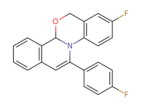 Molecular Structure of 1428747-29-8 (8-fluoro-12-(4-fluorophenyl)-4b,6-dihydrobenzo[4,5][1,3]oxazino[2,3-a]isoquinoline)