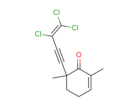 Molecular Structure of 77958-42-0 (2-Cyclohexen-1-one, 2,6-dimethyl-6-(3,4,4-trichloro-3-buten-1-ynyl)-)