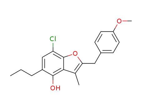 7-Chloro-2-((4-methoxyphenyl)methyl)-3-methyl-5-propyl-4-benzofuranol