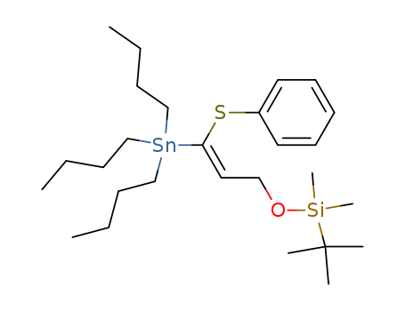 Molecular Structure of 130659-35-7 (Silane,
(1,1-dimethylethyl)dimethyl[[3-(phenylthio)-3-(tributylstannyl)-2-propenyl]
oxy]-, (E)-)