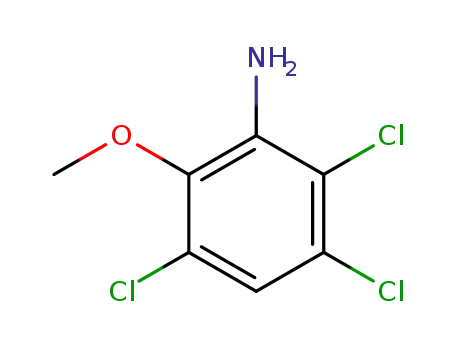 Molecular Structure of 66015-90-5 (Benzenamine, 2,3,5-trichloro-6-methoxy-)