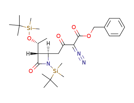 4-{(2R,3S)-1-(tert-Butyl-dimethyl-silanyl)-3-[(R)-1-(tert-butyl-dimethyl-silanyloxy)-ethyl]-4-oxo-azetidin-2-yl}-2-diazo-3-oxo-butyric acid benzyl ester