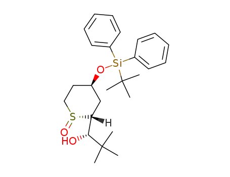 Molecular Structure of 141246-78-8 ((S)-1-[(1R,2R,4R)-4-(tert-Butyl-diphenyl-silanyloxy)-1-oxo-hexahydro-1λ<sup>4</sup>-thiopyran-2-yl]-2,2-dimethyl-propan-1-ol)