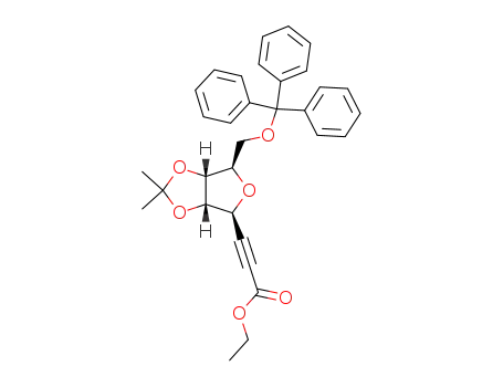 <i>O</i><sup>5</sup>,<i>O</i><sup>6</sup>-isopropylidene-<i>O</i><sup>8</sup>-trityl-<i>D</i>-<i>allo</i>-4,7-anhydro-2,3-dideoxy-oct-2-ynonic acid ethyl ester