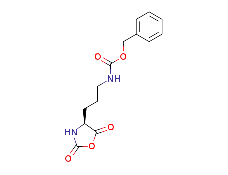 Molecular Structure of 13296-21-4 (Carbamic acid, [3-[(4S)-2,5-dioxo-4-oxazolidinyl]propyl]-, phenylmethyl
ester)