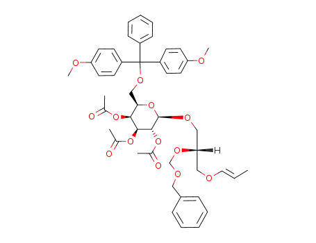 Acetic acid (2R,3S,4S,5R,6R)-4,5-diacetoxy-6-{(S)-2-benzyloxymethoxy-3-[((E)-propenyl)oxy]-propoxy}-2-[bis-(4-methoxy-phenyl)-phenyl-methoxymethyl]-tetrahydro-pyran-3-yl ester