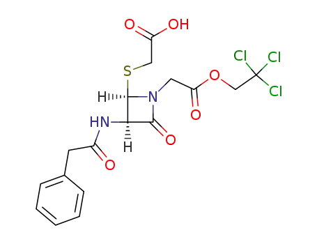 2-<3-phenylacetamido-4-thio(hydroxycarbonyl-methyl)-(3R,4R)-azetidin-2-on-1-yl>-trichloroethyl acetate