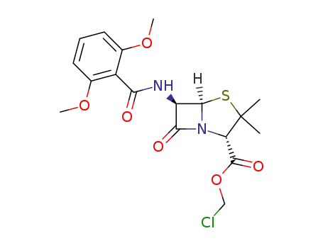 Molecular Structure of 34582-70-2 (chloromethyl <2S-(2α,5α,6β)>-3,3-dimethyl-7-oxo-6-(2,6-dimethoxybenzamido)-4-thia-1-azabicyclo<3.2.0>heptane-2-carboxylate)