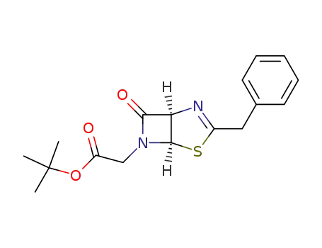2-<3-benzyl-6-oxo-2-thia-4,7-diaza-(1R,5R)-bicyclo-<3.2.0>-hept-3-en-7-yl>-t-butyl acetate