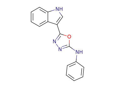 Molecular Structure of 94829-93-3 (1,3,4-Oxadiazol-2-amine, 5-(1H-indol-3-yl)-N-phenyl-)