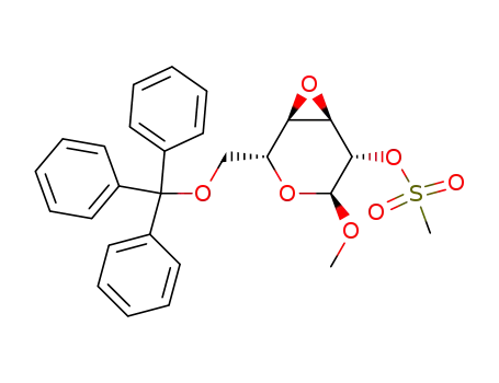 Molecular Structure of 118360-80-8 (methyl 3,4-anhydro-2-O-mesyl-6-O-trityl-α-D-altropyranoside)