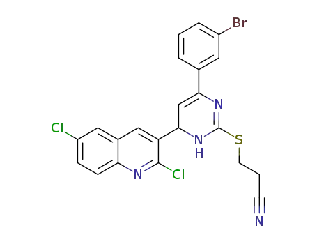 3-((4-(3-bromophenyl)-6-(2,6-dichloroquinolin-3-yl)-1,6-dihydropyrimidin-2-yl)thio)propanenitrile
