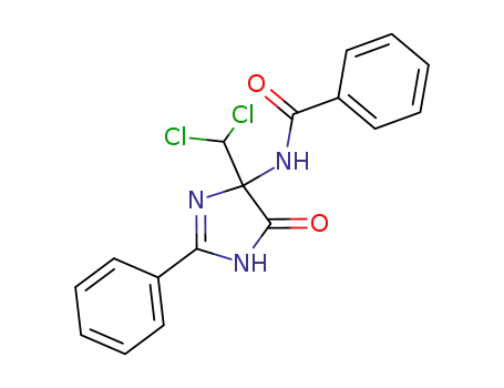 Molecular Structure of 76543-29-8 (Benzamide,
N-[4-(dichloromethyl)-4,5-dihydro-5-oxo-2-phenyl-1H-imidazol-4-yl]-)