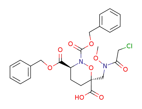 (3S*,6S*)-2,3-bis(benzyloxycarbonyl)-6-<<N-(chloroacetyl)-N-methoxyamino>methyl>perhydro-1,2-oxazine-6-carboxylic acid