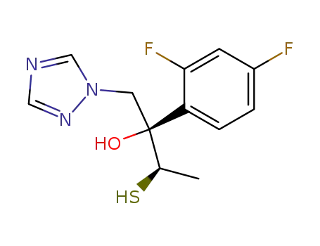 Molecular Structure of 135272-34-3 (2-(2,4-Difluorophenyl)-3-mercapto-1-(1H-1,2,4-triazol-1-yl)-2-butanol)