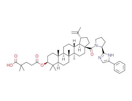 2,2-dimethyl-5-oxo-5-(((1R,3aS,5aR,5bR,7aR,9S,11aR,11bR,13aR,13bR)-5a,5b,8,8,11a-pentamethyl-3a-((S)-2-(5-phenyl-1H-imidazol-2-yl)pyrrolidine-1-carbonyl)-1-(prop-1-en-2-yl)icosahydro-1H-cyclopenta[a]chrysen-9-yl)oxy)pentanoic acid