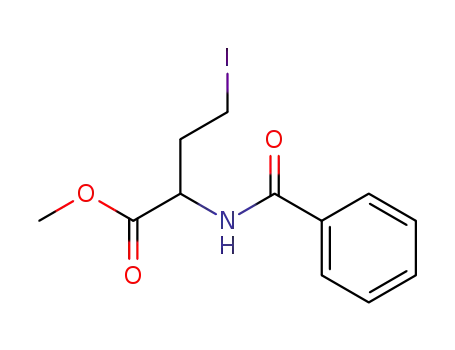 Molecular Structure of 87974-89-8 (Butanoic acid, 2-(benzoylamino)-4-iodo-, methyl ester)