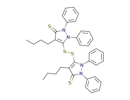 Molecular Structure of 79202-01-0 (3,3'-dithiobis (4-butyl-1,2-diphenyl-3-pyrazoline-5-thione))