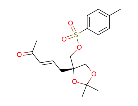 Molecular Structure of 120633-57-0 ((6S)-6,7-O-isopropylidene-6,7-dihydroxy-6-p-toluenesulfonyloxymethyl-hept-3-ene-(E)-2-one)