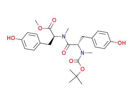 Molecular Structure of 84254-47-7 (L-Tyrosine,
N-[N-[(1,1-dimethylethoxy)carbonyl]-N-methyl-L-tyrosyl]-N-methyl-,
methyl ester)