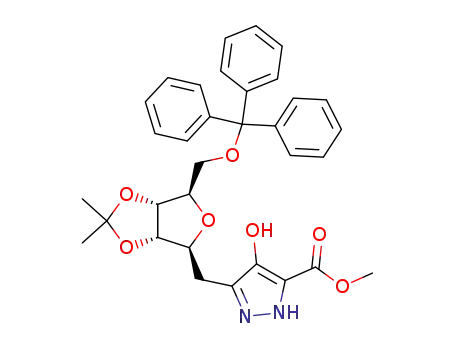 3-<(2,3-O-isopropylidene-5-O-trityl-β-D-ribofuranosyl)methyl>-5-methoxycarbonyl-4-hydroxypyrazole