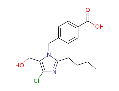 Molecular Structure of 114798-52-6 (Benzoic acid,
4-[[2-butyl-4-chloro-5-(hydroxymethyl)-1H-imidazol-1-yl]methyl]-)
