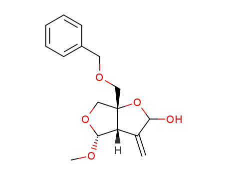 Molecular Structure of 141468-41-9 (Furo[3,4-b]furan-2-ol,
hexahydro-4-methoxy-3-methylene-6a-[(phenylmethoxy)methyl]-)