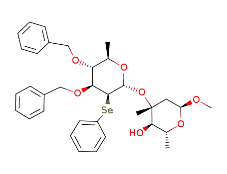 (2R,3R,4R,6S)-4-((2R,3S,4S,5R,6R)-4,5-Bis-benzyloxy-6-methyl-3-phenylselanyl-tetrahydro-pyran-2-yloxy)-6-methoxy-2,4-dimethyl-tetrahydro-pyran-3-ol