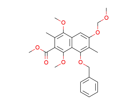 Molecular Structure of 148117-03-7 (5-benzyloxy-3-carbomethoxy-1,4-dimethoxy-7-methoxymethoxy-2,6-dimethylnaphthalene)