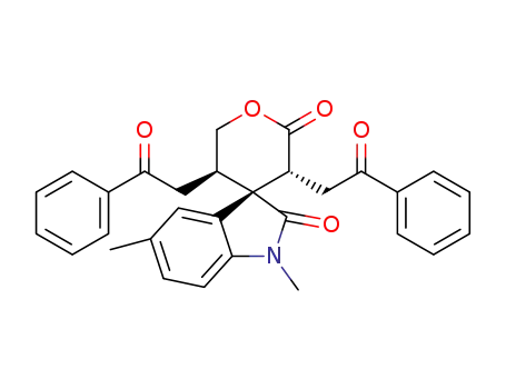 (3R,3'R,5'R)-1,5-dimethyl-3',5'-bis(2-oxo-2-phenylethyl)-5',6'-dihydrospiro[indoline-3,4'-pyran]-2,2'(3'H)-dione