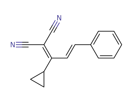 Molecular Structure of 131003-89-9 (Propanedinitrile, (1-cyclopropyl-3-phenyl-2-propenylidene)-, (E)-)