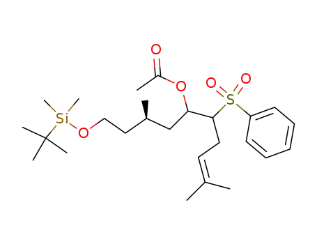 1-t-butyldimethylsilyloxy (R)-3,9-dimethyl (R,S)-6-phenylsulfonyl 8-decen (R,S)-5-yl acetate