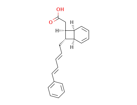 Molecular Structure of 82679-68-3 (Bicyclo[4.2.0]octa-2,4-diene-7-acetic acid,8-[(2E,4E)-5-phenyl-2,4-pentadienyl]-,(1R,6S,7S,8S)-rel- )
