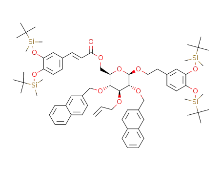 2-[3,4-bis(tert-butyldimethylsilyloxy)phenyl]ethyl-6-O-[(E)-3,4-bis-(O-tert-butyldimethylsilyl)caffeoyl]-3-O-allyl-2,4-di-O-(2-naphthyl)methyl-β-D-glucopyranose