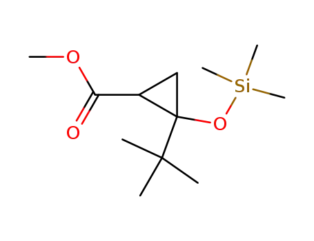 Molecular Structure of 77903-42-5 (Cyclopropanecarboxylic acid,
2-(1,1-dimethylethyl)-2-[(trimethylsilyl)oxy]-, methyl ester)