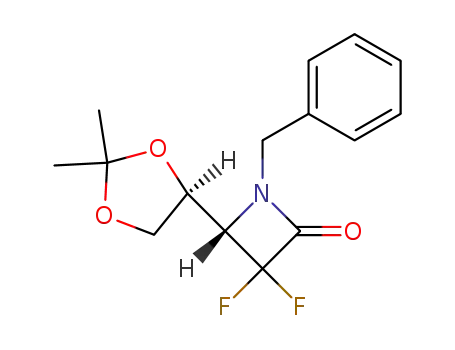 Molecular Structure of 120316-00-9 ((S)-1-Benzyl-4-((S)-2,2-dimethyl-[1,3]dioxolan-4-yl)-3,3-difluoro-azetidin-2-one)