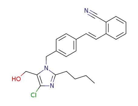 2-butyl-4-chloro-1-<(2'-cyano-trans-stilben-4-yl)-methyl>-5-(hydroxymethyl)imidazole