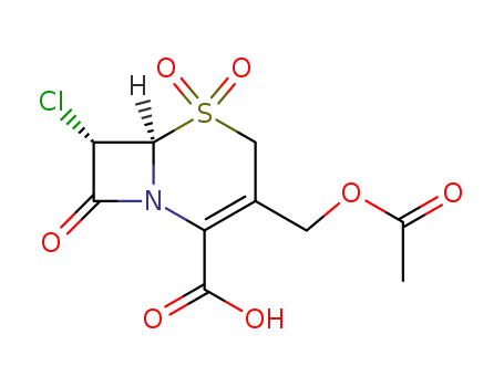 Molecular Structure of 126621-87-2 (3-(acetoxymethyl)-7α-chloro-Δ<sup>3</sup>-cephem-4-carboxylic acid 1,1-dioxide)