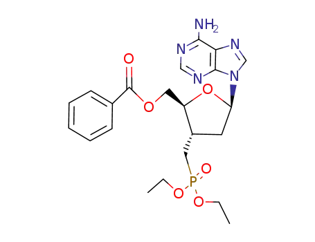 Molecular Structure of 90012-86-5 (Adenosine, 2',3'-dideoxy-3'-[(diethoxyphosphinyl)methyl]-, 5'-benzoate)