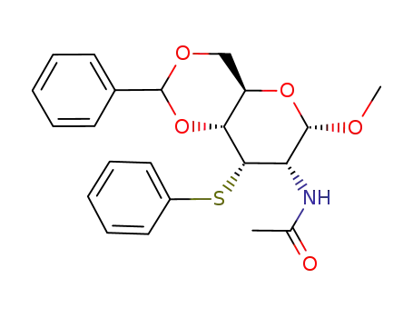 Molecular Structure of 53437-64-2 (methyl 2-acetamido-4,6-O-benzylidene-2-deoxy-3-S-phenyl-3-thio-α-D-allopyranoside)